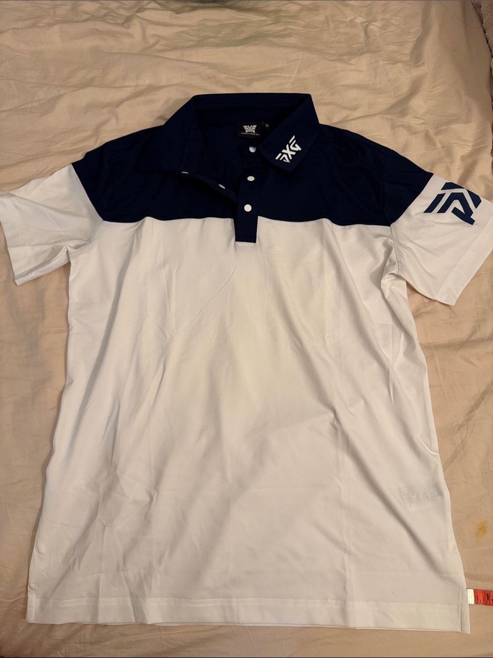 PXG Men's Navy and White Block Polo Shirt